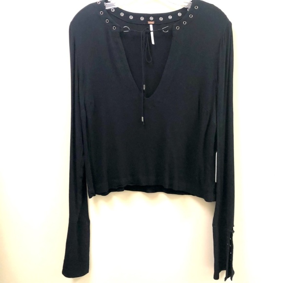 Free People Black Boho Top NWT - Picture 5 of 15